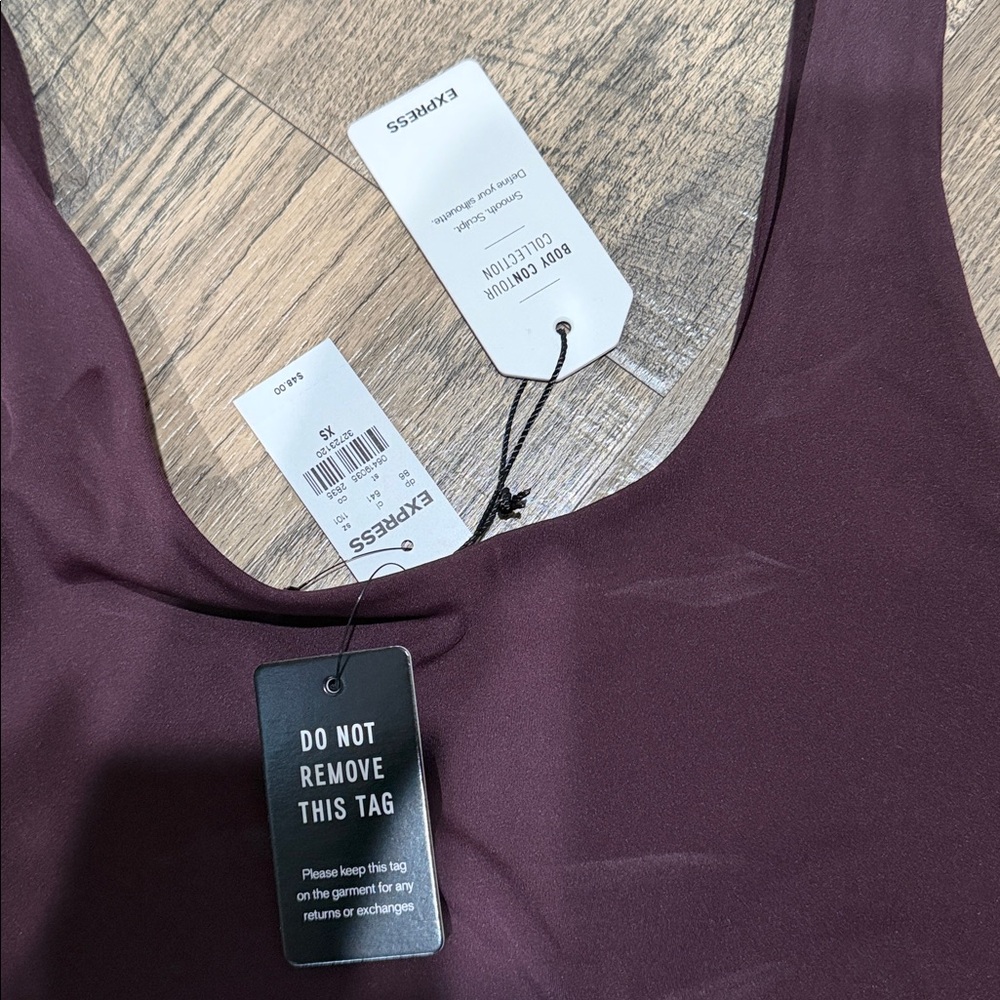 NWT Express Body Contour Scoop Neck Bodysuit in Dark Plum - Picture 2 of 5